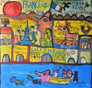 jaber 211 C acrylique sur toile chassis 98 x 98 cm