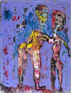 stan 02 Couple violet acrylique sur papier fort 65x50 2007